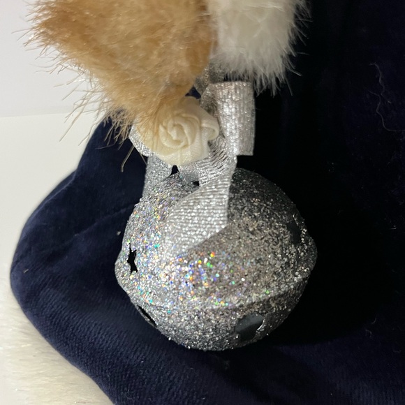 Barrington Collection Christmas Bear blue velvet dress with stand - Picture 4 of 10